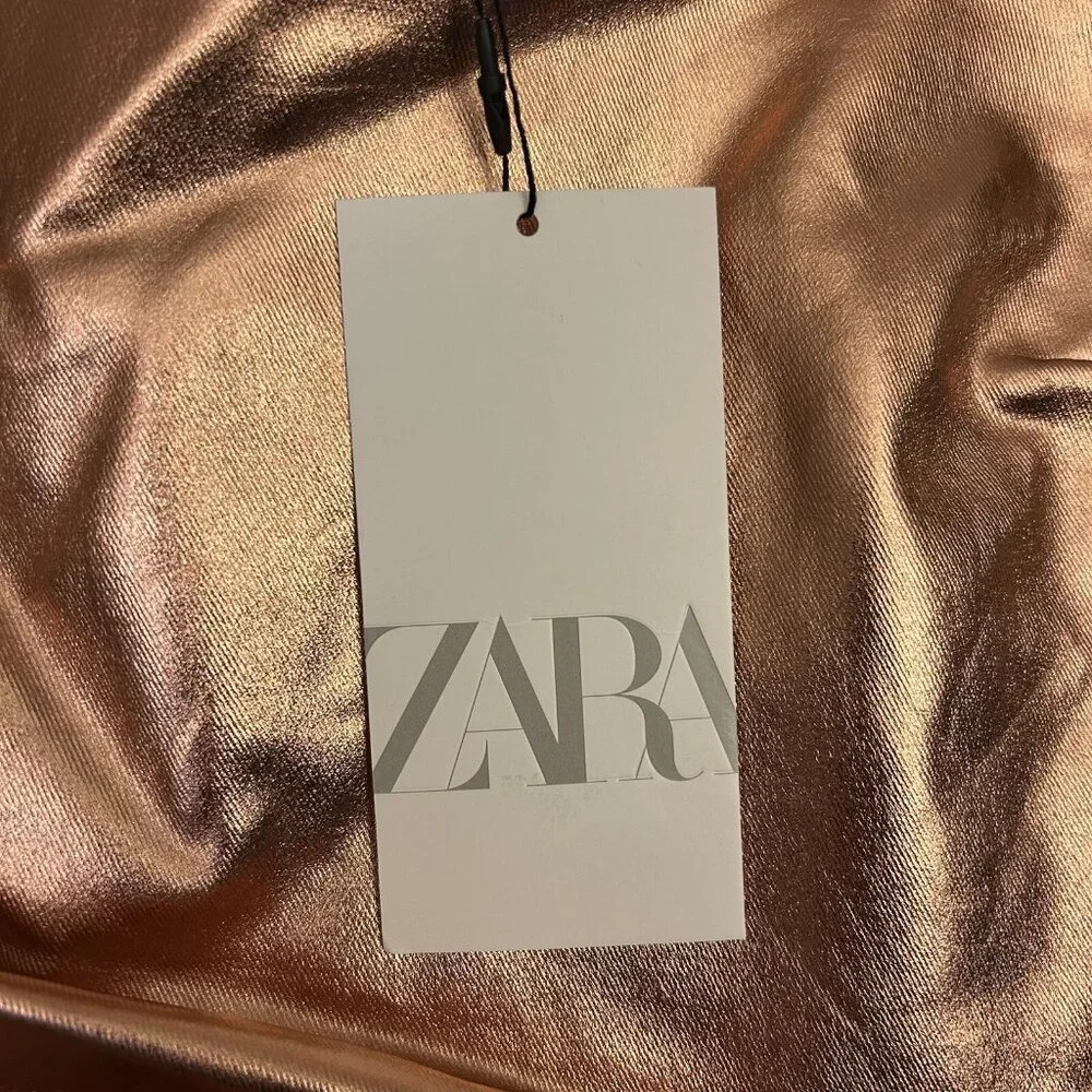 Zara Women's Bronze Metallic Off-Shoulder Strapless Top Size S - Small - NWT - Picture 12 of 16